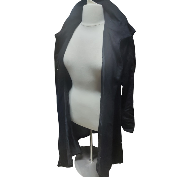 Jessica London size 12 long black wool coat with satin lining high neck - Picture 4 of 5